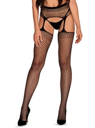 S815 garter stockings czarny - Obsessive